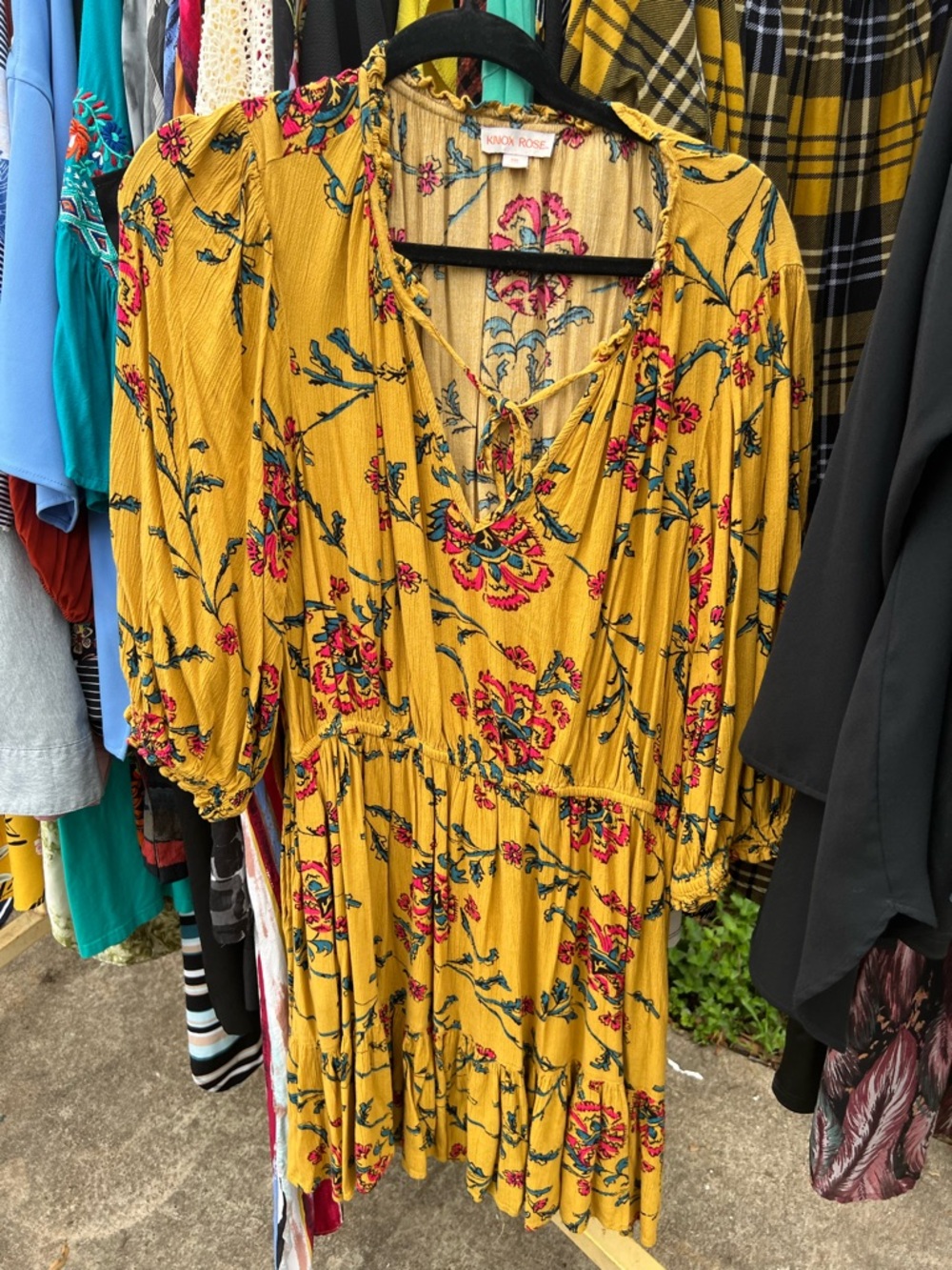 Yellow dress with floral prints